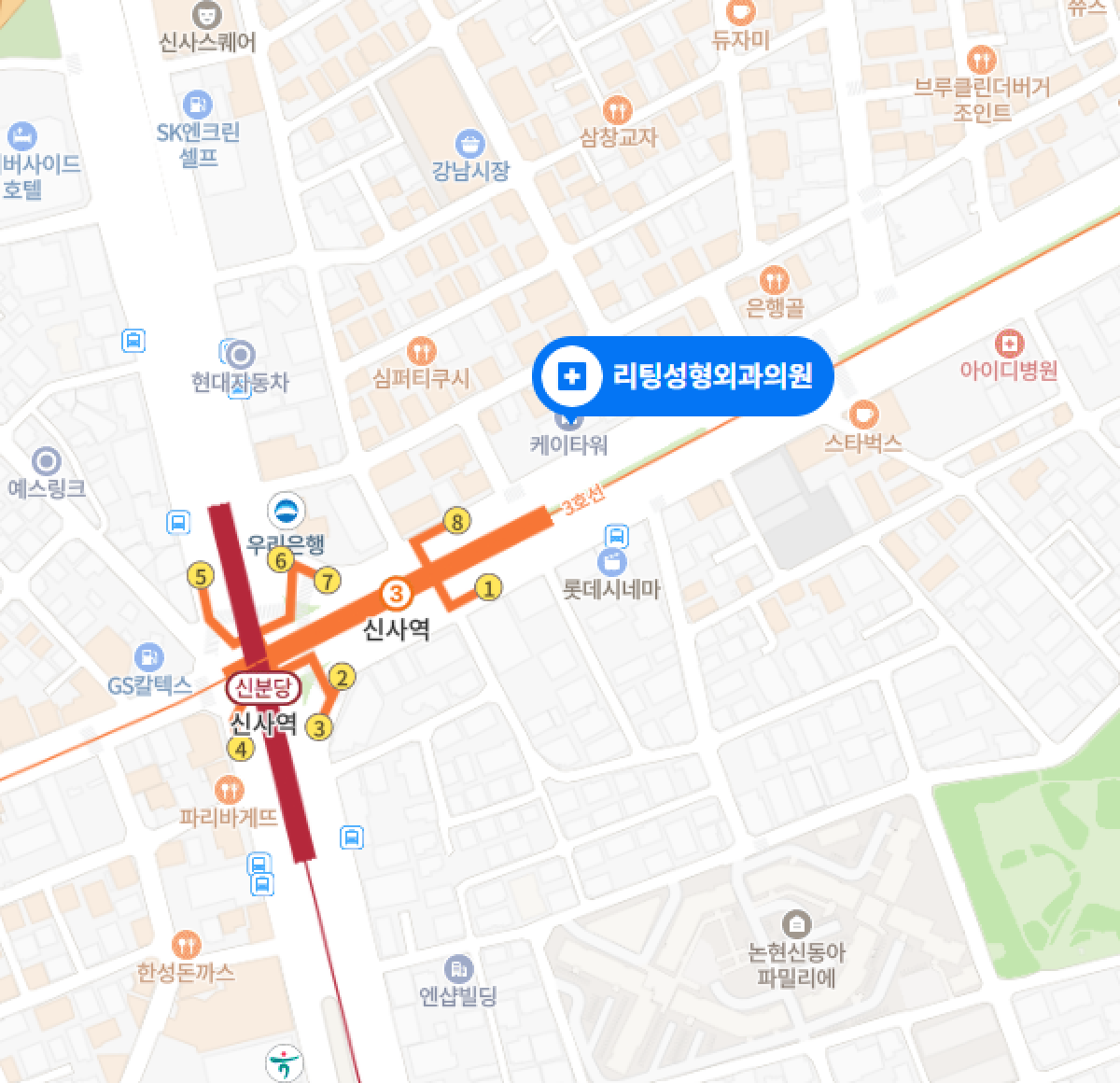 리팅성형외과 서울점 약도